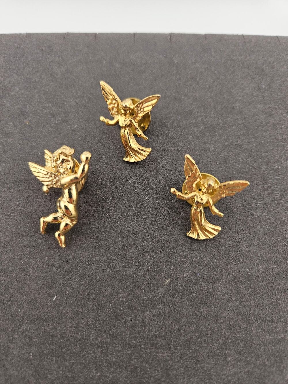 Vintage Mini Cherub Angel Pins Set of 3 Gold Tone Ethereal Religious Baroque